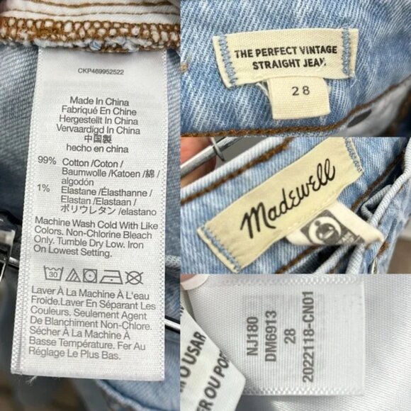 Madewell The Perfect Vintage Straight Jean in Westanna Wash size 28 - Picture 7 of 7